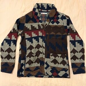 Levis shawl collar cardigan sweater, men’s medium, navy & red